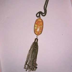 Pink long tassel necklace